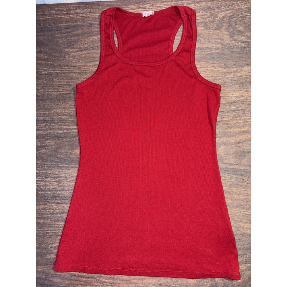 PJ Harlow Charlie Racerback Tank Top Women's Medium Red Ribbed Cotton Modal
